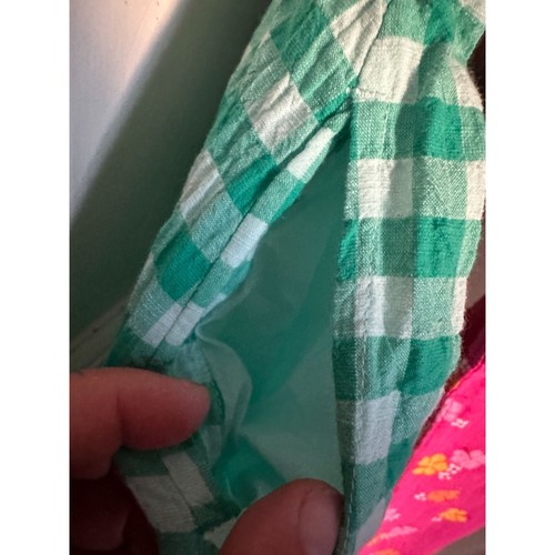 Gingham Girls Sundress - Green/Teal and White Gingham Print dress - Smocked Wais - Picture 5 of 13