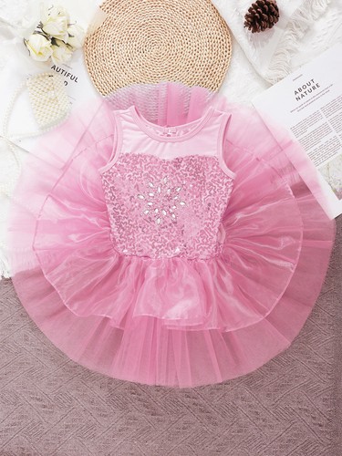 Mädchen Ballettanzug Ballettkleid Pailletten Ballett Trikot Turnanzug Tutu Kleid - Bild 23 von 52