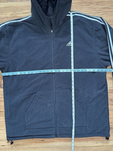 Y2K Adidas Reversible Jacket 2 Sided Men XL Black/Grey Corduroy Puffer - Picture 14 of 18