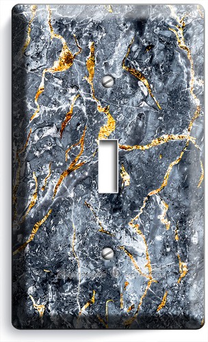 GRAY GOLD MARBLE STYLE LIGHT SWITCH OUTLET WALL PLATE KITCHEN BATHROOM ART DECOR - Picture 3 of 34