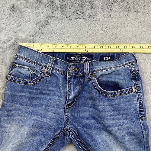 Seven for All Man kind Jeans Mens 30x32 Blue Boot Cut Distressed Cowboy Western - Picture 7 of 12