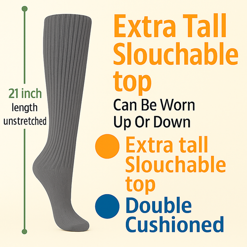1 Pair  Slouch Socks for Women Shoe Size 5-10 Cotton Extra Heavy and Extra Long - Picture 14 of 292