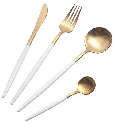 Hochwertiges Edelstahl Gold Metall - 4-teiliges Silberbesteck Set - Bild 11 von 14