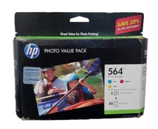 HP Ink 564 Cartridge 3 Pack New w/ 85 Photo Paper Sheets Exp May 2015 Sealed 