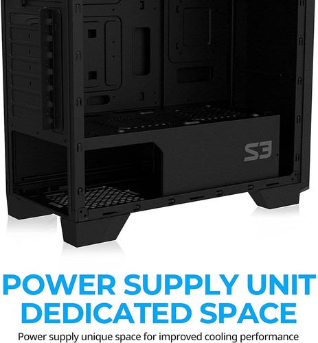 Zalman S3 TG ATX Mid-Tower PC Case, 3 x 120mm Fans Pre-Installed, Tinted Temp... - Picture 9 of 10