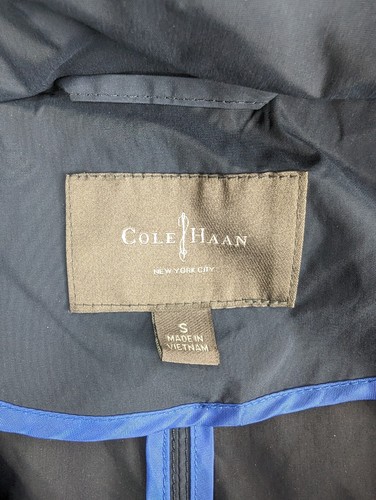 Cole Haan Hooded Full Zip Rain Jacket Trench Coat Navy Blue Size Small Travel - Picture 10 of 12