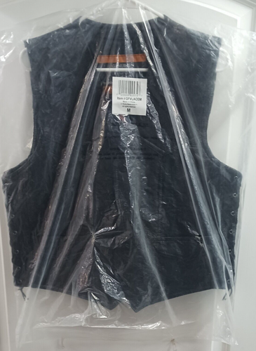 ROCKY RANCH HIDES PARA HOMBRE CUERO NEGRO MEDIANO CHALECO MOTOCICLISTA DISEÑO ROCA GENUINO CERDO - Imagen 11 de 11