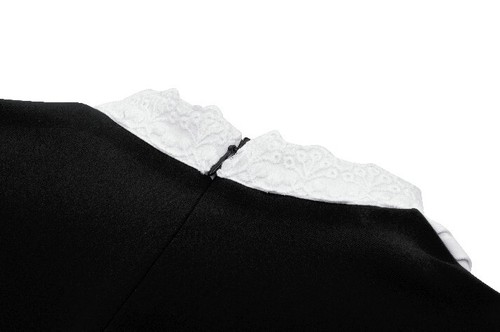 DARK IN LOVE Women Black Lolita Gothic Cute Long Bubble Sleeve Short Party Dress - Bild 16 von 18