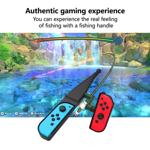 Black Fishing Rod Fit For Switch NS Joy-Con Console Accessories for Fishing Game - Picture 6 of 7