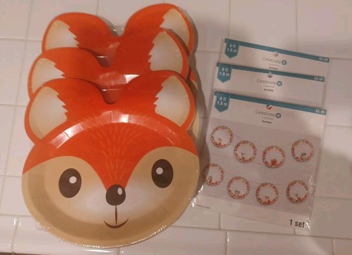 Fuchs 9" Pappteller + Banner Kinder Party (NEU) 12 Teller/Paket x 3! KOSTENLOSER VERSAND! - Bild 1 von 5