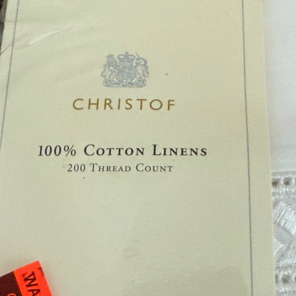 Vintage Christof Flat Sheet Full White Embroidered Eyelet Trim 100% Cotton NEW - Image 4 of 4