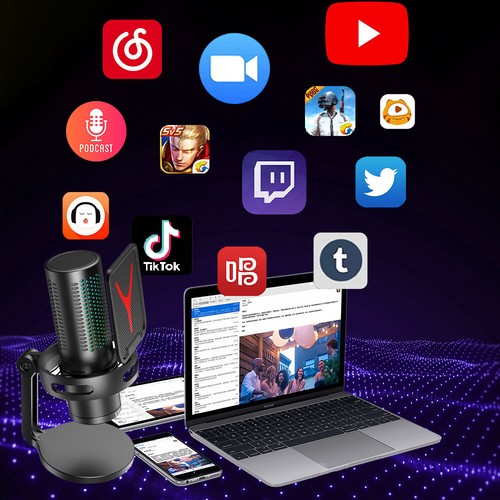 Professional Condenser Microphone for PC/Android Phone USB-C AUX Podcast Gaming - Picture 4 of 9