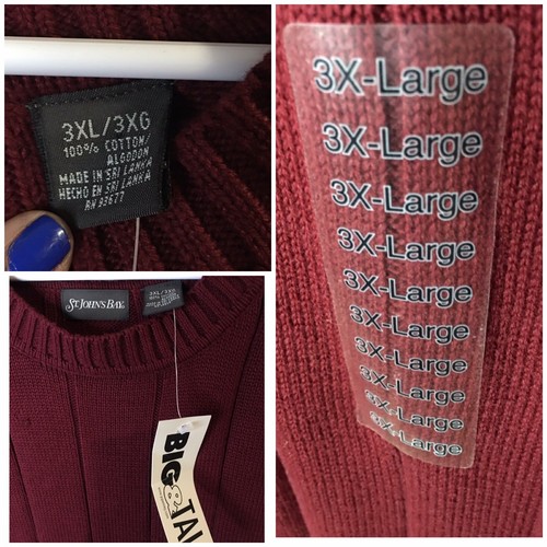 St John’s BAY Cotton Crew Neck Pullover Sweater Mens Size 3XL Maroon - Picture 6 of 7