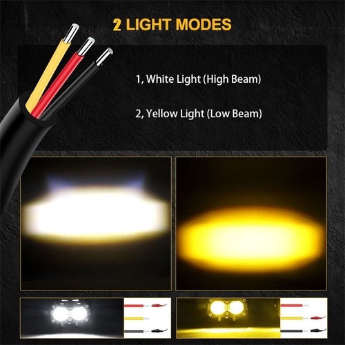 Yellow Dual Color 2X 50W LED Motorcycle Headlight Driving Fog Spot Light White - Picture 10 of 16