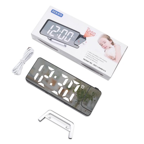 Projection Alarm Clock 180° Rotatable 7.9" Display Temp Display Snooze - Picture 9 of 9