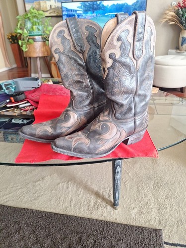 Sterling River Cowboy Boots Mens 11 D Brown Flames Leather sr 525 Great 14" Tall - Picture 2 of 15