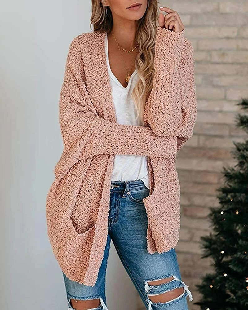 Yskkt Womens Open Front Fuzzy Cardigan Sweater Plus Size Batwing