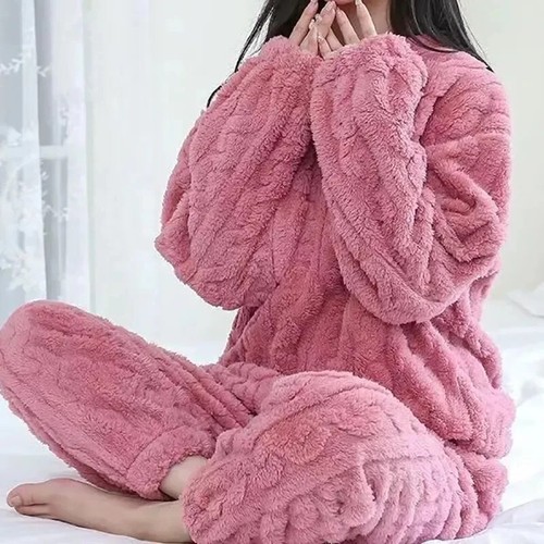 Herbst Damen Solide Warm 2 Stück Sets Dick Samt Gerippt Fleece