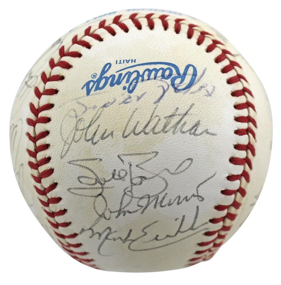 1992 Angels (24) Gaetti, Abbott, Macha +21 Signed Oal Baseball BAS #AB92943 - Image 2 of 4