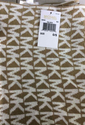 NEU Michael Kors Schal Unisex Hellbraun Weiß Mode - Bild 3 von 7