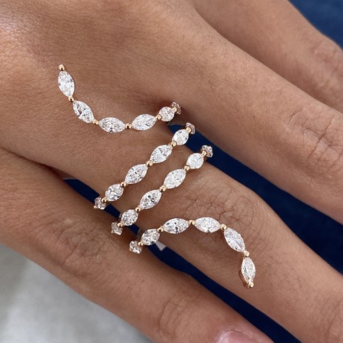 Marquise Lab-Created Diamond Fashion Ring 2.10ct E/VS1 Cluster 14K Rose Gold