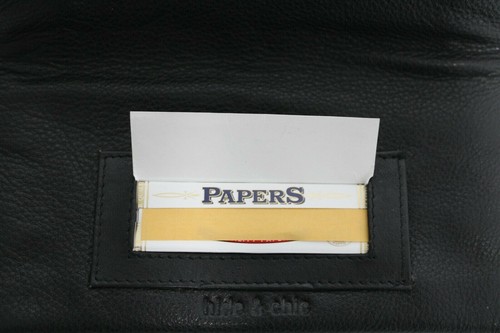 Quality Full Grain Vintage Leather Tobacco Pouch. Style:11033. BLACK - Picture 6 of 7