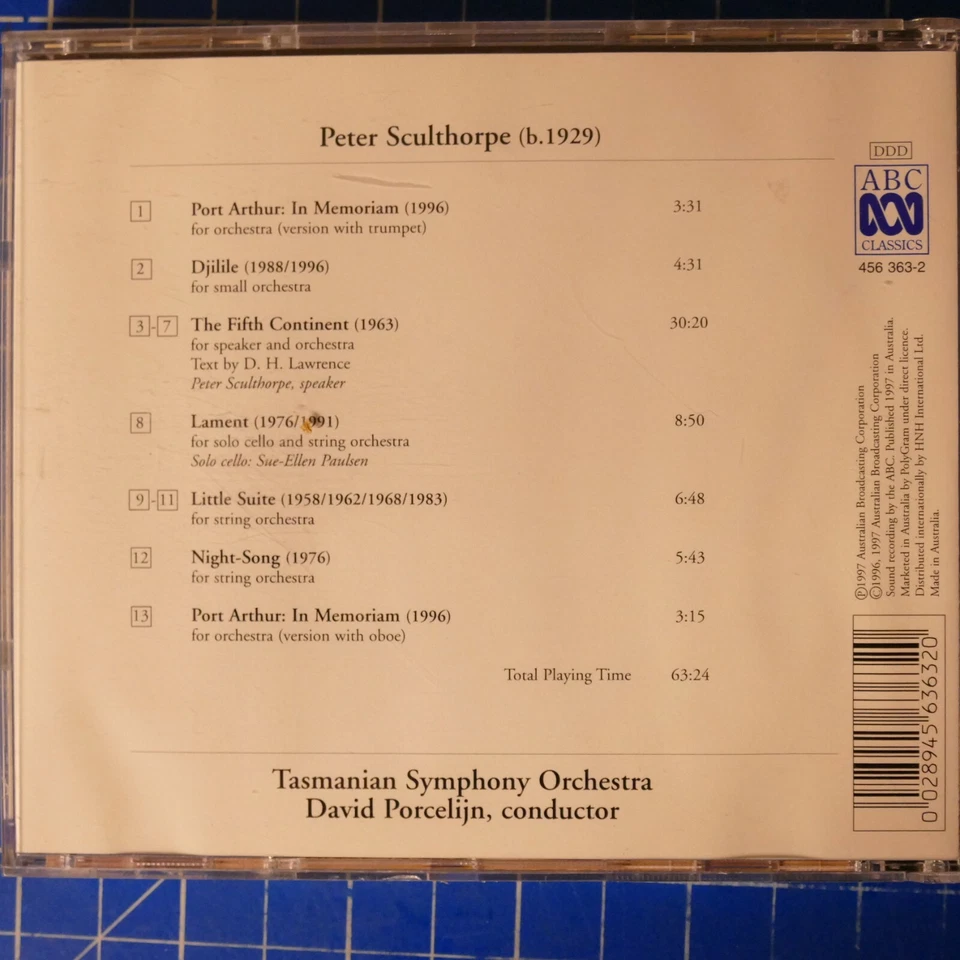 Peter Sculthorpe The Fifth Continent ABC Classics T-2482 - Bild 2 von 3
