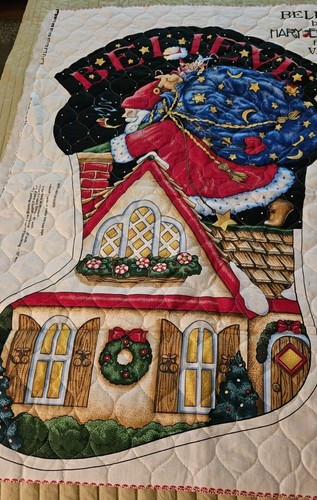 Mary Engelbreit 2001 HTF Pre-quilted BELIEVE Christmas Stocking Panel 35"x44 (A) - Picture 2 of 14