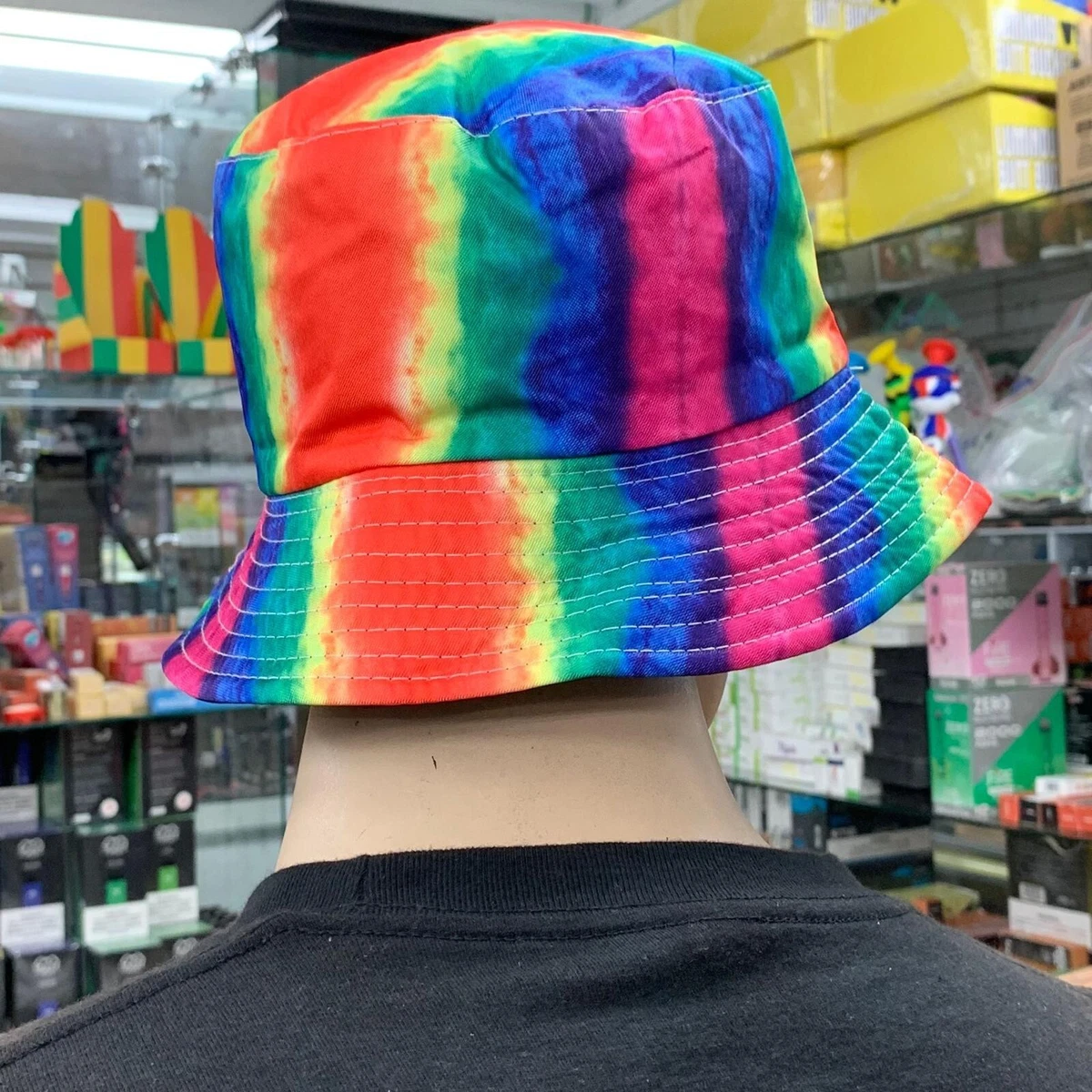 TIE DYE Bucket hat Crazy Rainbow Gay Pride unisex style reversible