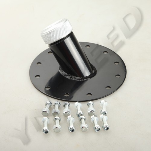 Billet Aluminum 45 Degree Fuel Cell Fast Fill Filler Neck 12 Bolt Flange Black - Picture 2 of 12