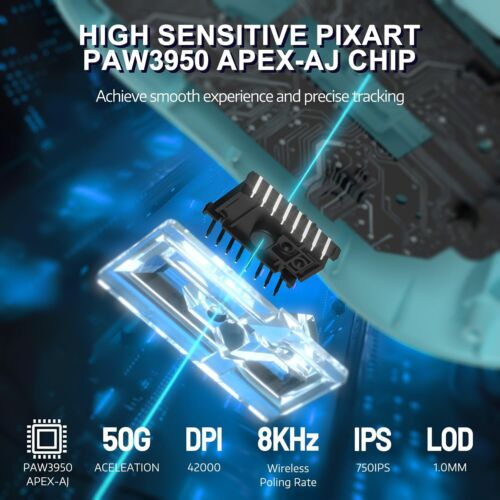 Ratón para juegos trimodo ATTACK SHARK x AJAZZ AJ159 APEX PAW3950 8 KHz 42000 DPI GIF - Imagen 15 de 48