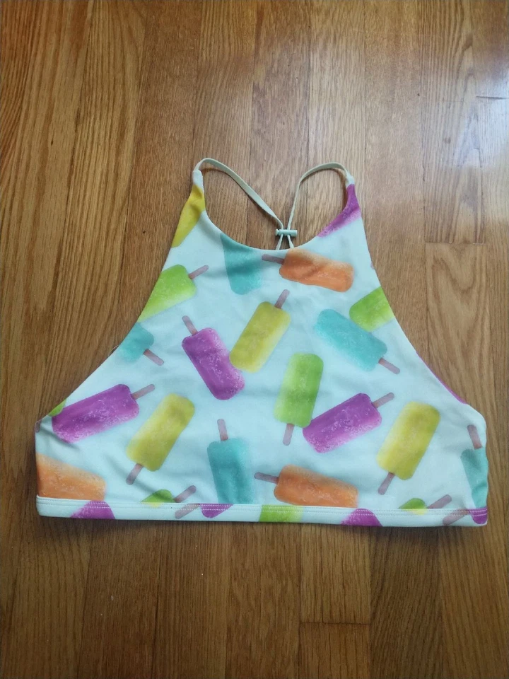 H&M FESTIVAL RAVE BIKINI TRAJE DE BAÑO TOP PALETA AZUL HELADO CREMA TALLA 12 L Foto 2 de 4