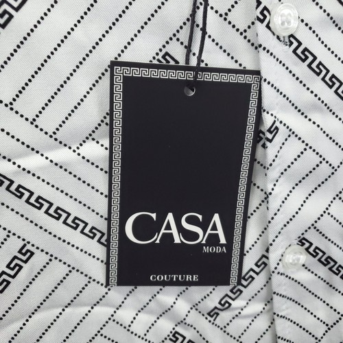 NEW Casa Moda Couture Shirt Men Large Black White Camp Baroque Button-Up - Picture 5 of 12