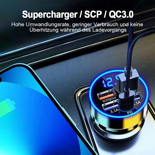Ładowarka samochodowa 4 USB + 1 TYPE-C zapalniczka do iPhone'a Samsung DE - Zdjęcie 4 z 17