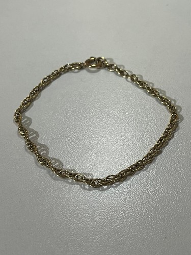 Brazalete de eslabones torcidos de cuerda de oro amarillo de 9 quilates con sello de colección 18,5 cm/7,283" - Imagen 9 de 14