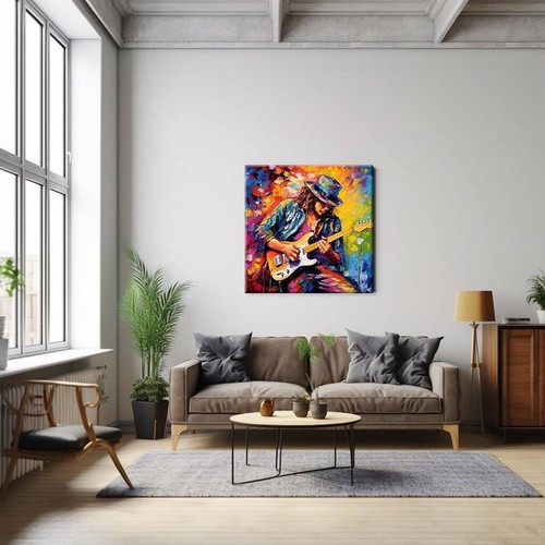 Man Playing Electric Guitar Colourful Painting Style Canvas Print Music - Picture 7 of 9