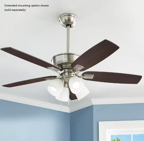 Hampton Bay Devron II 52 in. Indoor Brushed Nickel LED Ceiling Fan with Light Ki - Picture 6 of 7