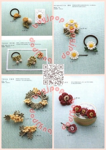 OUT OF PRINT SC Japanese Crochet Craft Pattern Book Floral Corsage Hair Deco 100 - Picture 2 of 6