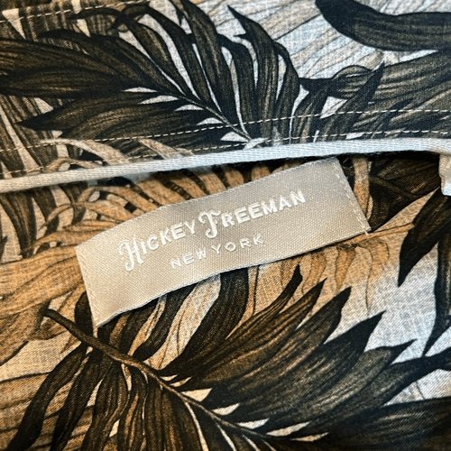 Hickey Freeman Shirt Mens XL Cream Green Palm Leaf Long Sleeve Button Down NWT - Picture 3 of 4