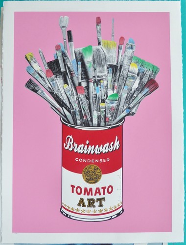 Mr Brainwash Tomato Pop Pink in a can Hand signed Uniquely Hand-Finished Art - Picture 2 of 6