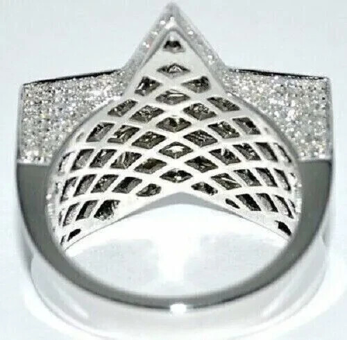 3Ct Round Real Moissanite Star Wedding Pinky Ring 14K White Gold Plated Silver - Picture 2 of 2