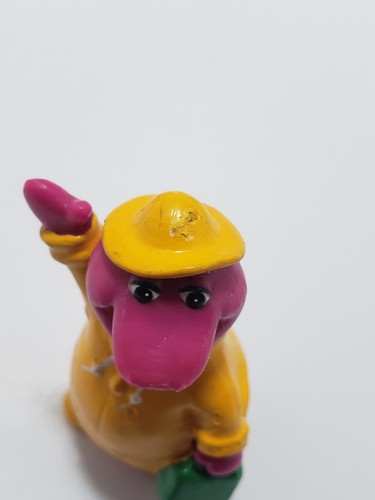 Vintage 1993 Barney der Dinosaurier lila Figur Regenmantel und Brotdose - Bild 12 von 13