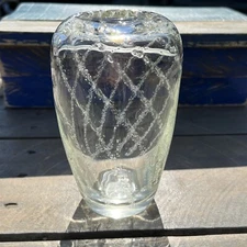 Original *Hand Blown* Art Glass VASE, W/Controlled Bubbles in a SWIRL! Scarce!