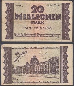 Germany Millionen Mark 1923 Vf Condition Banknote Dusseldorf Ebay