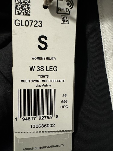 Adidas Mujer Essential 3 Rayas Leggings Yoga Pequeño Negro GL0723 - Imagen 6 de 8