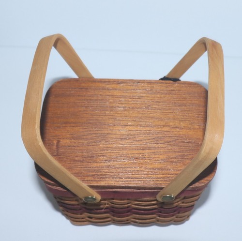 Boyds Bear Woven Picnic Basket two handles red accent with sticker NWT #106 - Picture 7 of 7