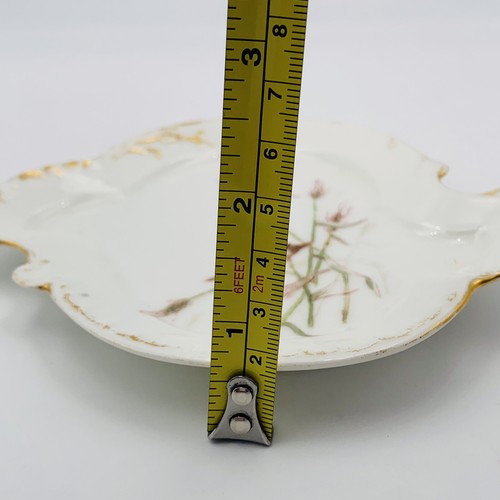 Vintage Limoges Haviland Frankreich Bonboniere handbemalt Vögel füttern abgeplatzt 6 Zoll - Bild 11 von 11