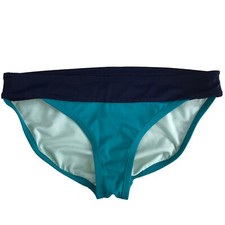 NIKE Bikini Swimsuit. Dark Blue Waistband, Turquoise Teal Solid. Color Block