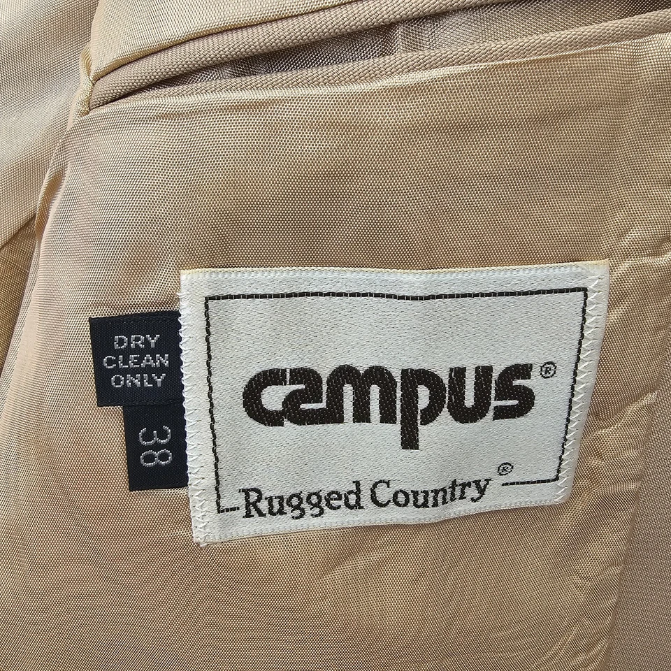 Traje Chaqueta Hombre 36R Pequeño Blazer Campus Años 70 Vintage Tostado Diente de Sierra Occidental Foto 4 de 4