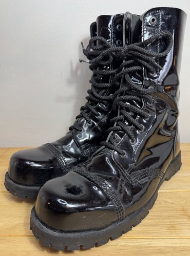 Underground England Originals Long Boots UK 9 Black Leather 20 Eyelet Goth Punk - Picture 4 of 24